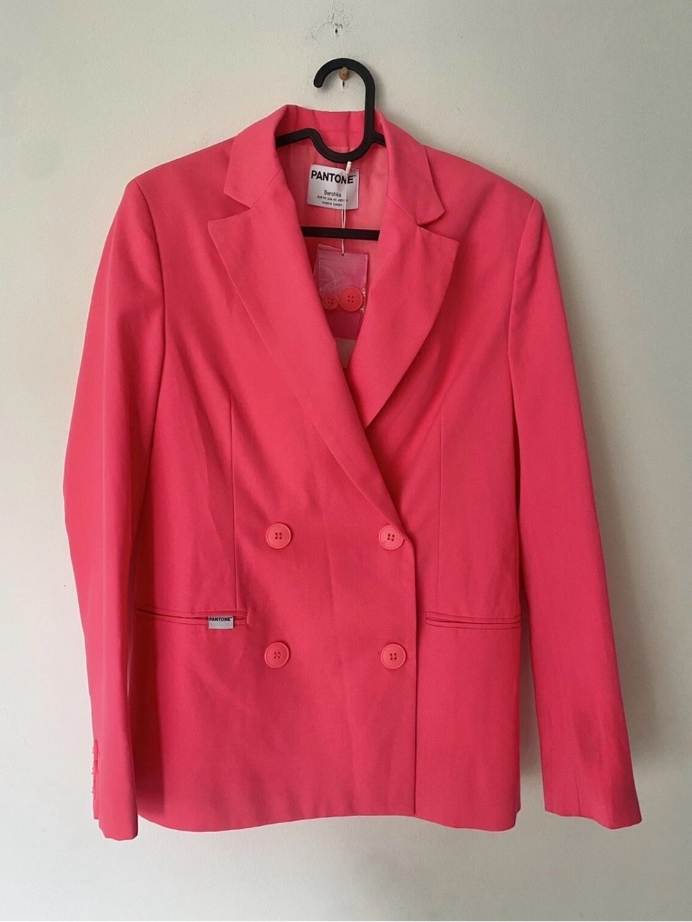 Pantone Bershka Fuchsia Double-Breasted Blazer